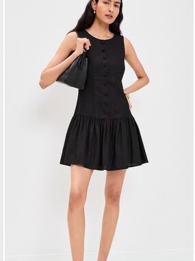 WAYF Linen Blend Black Martini Mini Dress Size XS